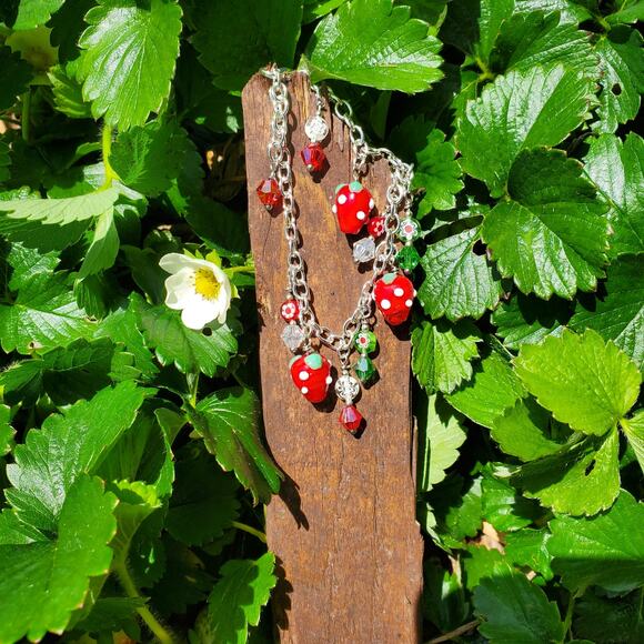 Strawberry Charm Bracelet Jewelry Gift Set for Women or Girls Birthday - Picture 3 of 8